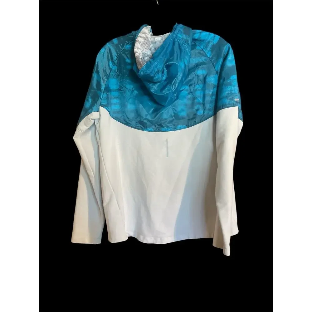 Nike Dri-FIT Running Jacket Women’s L Blue White Colorblock Lightweight Zip